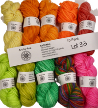 Load image into Gallery viewer, 10 PACK - Hand Dyed Mini Skeins - 100% Wool - Lot 33
