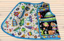 Load image into Gallery viewer, Size 3 - Handmade Quilted Toddler / Child Vest - Fully Lined - 100% Cotton - &quot;Aliens/Space&quot; theme - complete and ready to ship - OOAK
