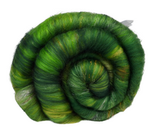Load image into Gallery viewer, Carded Art Batt for Spinning - 118g - Merino Wool, Mixed Fibres, Sari Silk &amp; Sparkle
