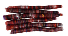 Load image into Gallery viewer, Rolags for Spinning - 98g -  Mixed Fibres, Wools, Silk, Recycled Sari Silk
