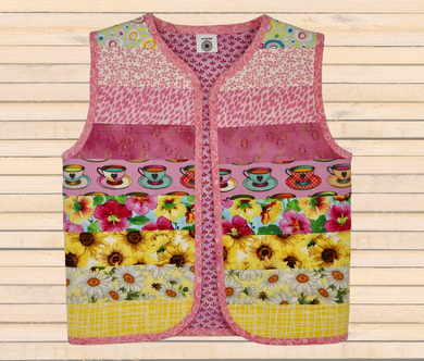 Girl's Quilted Vest in Pinks
