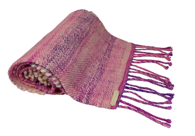 Handwovenpink wrap / scarf in handspun and  handyed wools