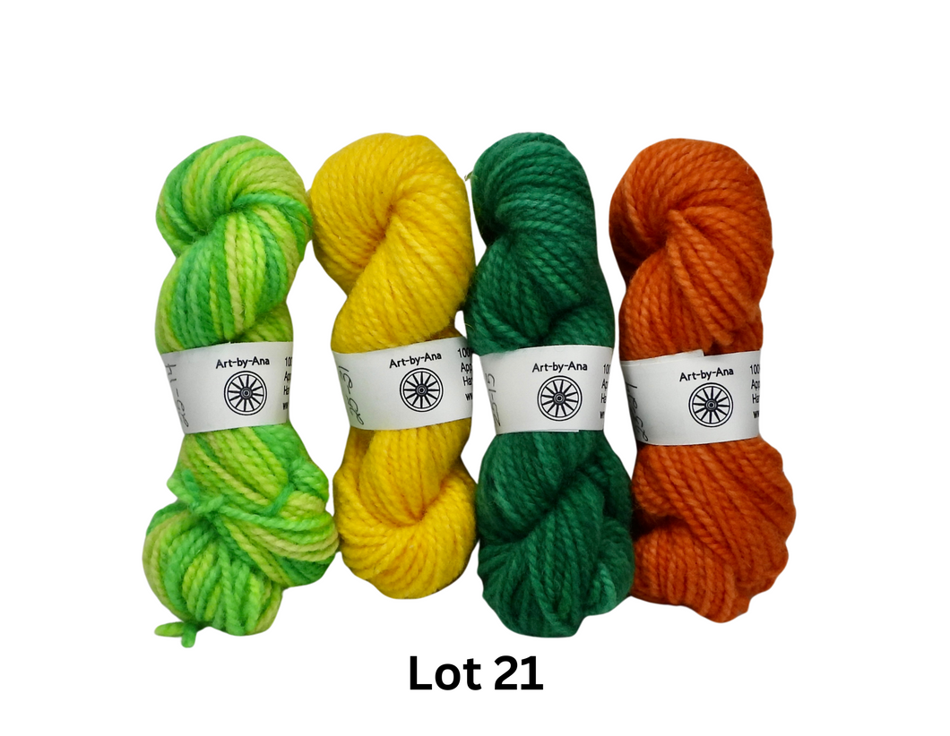 4 PACK - Hand Dyed Mini Skeins - 100% Wool - Lot 21