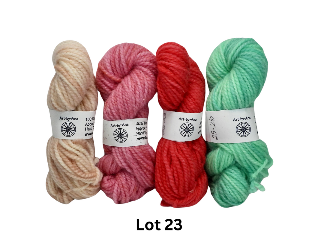 4 PACK - Hand Dyed Mini Skeins - 100% Wool - Lot 23