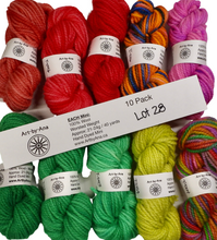 Load image into Gallery viewer, 10 PACK - Hand Dyed Mini Skeins - 100% Wool - Lot 28
