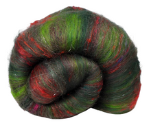 Load image into Gallery viewer, *Carded Art Batt for Spinning - 92g - Mixed Fibres/Mostly Wools, Sari Silk &amp; Sparkle
