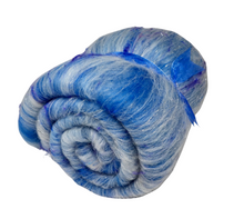 Load image into Gallery viewer, Carded Art Batt for Spinning - 104g - Wools, Mixed Fibres, Tussah Silk, Sari Silk &amp; Sparkle
