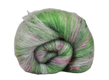 Load image into Gallery viewer, Carded Art Batt for Spinning - 122g - Mixed Fibres &amp; Wools, Recycled Sari Silk &amp; Sparkle
