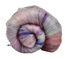 Load image into Gallery viewer, Carded Art Batt for Spinning - 90g - Mixed Fibres, Wools, Sparkle, Sari Silk

