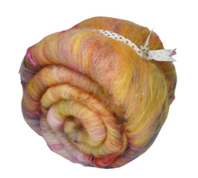 Load image into Gallery viewer, Carded Art Batt for Spinning - 103g - Mixed Dyed Wools, Mixed Fibres, Recycled Sari Silk - *NEW*
