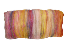Load image into Gallery viewer, Carded Art Batt for Spinning - 103g - Mixed Dyed Wools, Mixed Fibres, Recycled Sari Silk - *NEW*
