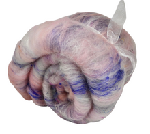 Load image into Gallery viewer, Carded Art Batt for Spinning - 90g - Mixed Fibres, Wools, Sparkle, Sari Silk
