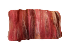 Load image into Gallery viewer, Carded Art Batt for Spinning - 110g - Mixed Wools, Mixed Fibres, BFL Wool, Tussah Silk &amp; Sari Silk
