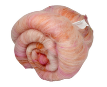 Load image into Gallery viewer, Carded Art Batt for Spinning - 121g - Undyed Organic Merino, Dyed Mixed Wools &amp; Sari Silk - *NEW*
