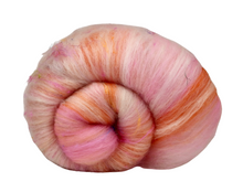 Load image into Gallery viewer, Carded Art Batt for Spinning - 121g - Undyed Organic Merino, Dyed Mixed Wools &amp; Sari Silk - *NEW*
