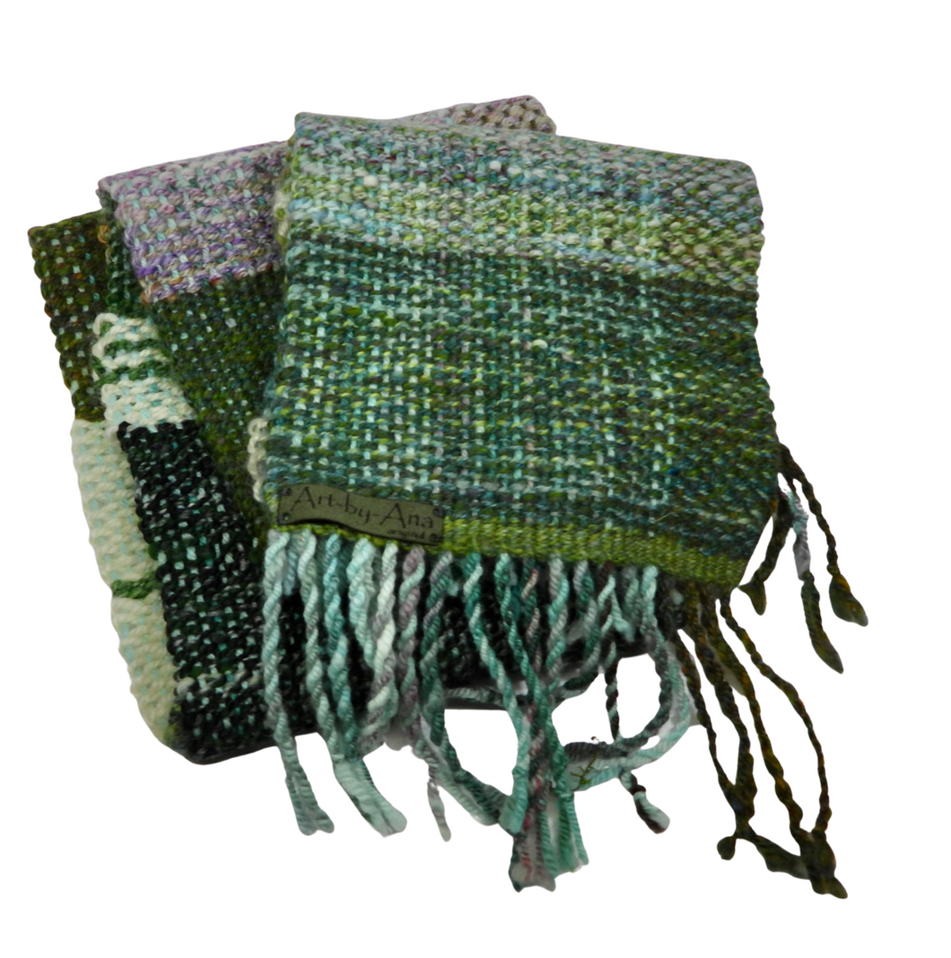 Handwoven Scarf in Handspun Wools