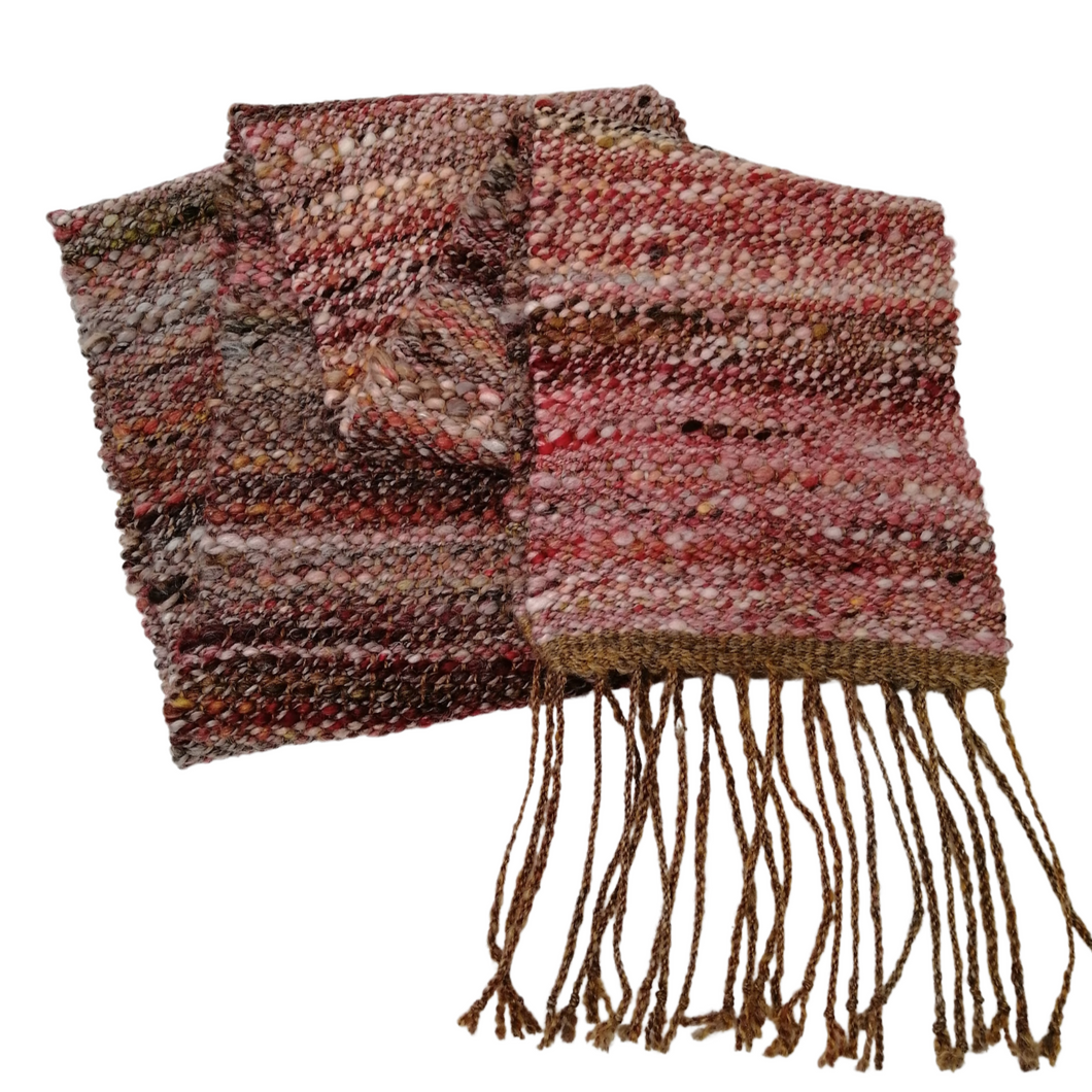 Hand woven scarf in rustic handspun