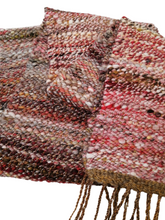 Load image into Gallery viewer, Earthy Handwoven Scarf in Handspun Wools
