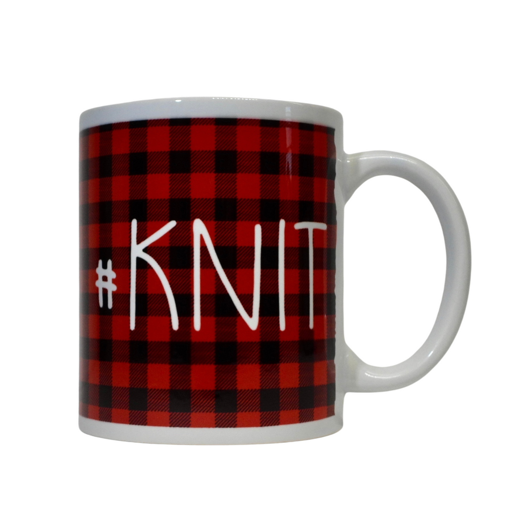 Buffalo check knitting mug