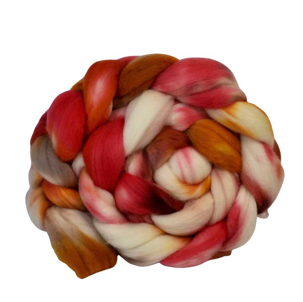 Hand Dyed Merino Top / 128g / Braid for Spinning